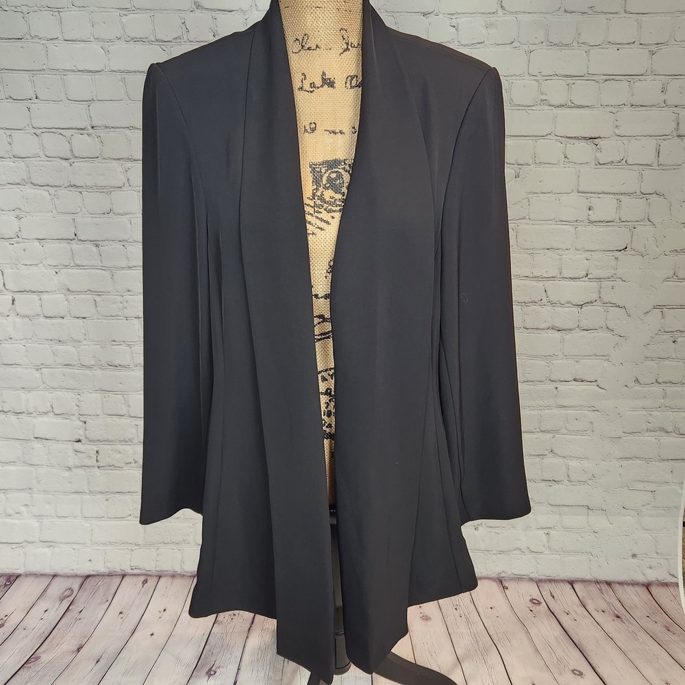 Calvin Klein Black Drape Shoulder Padded Blazer Women's Size 1X